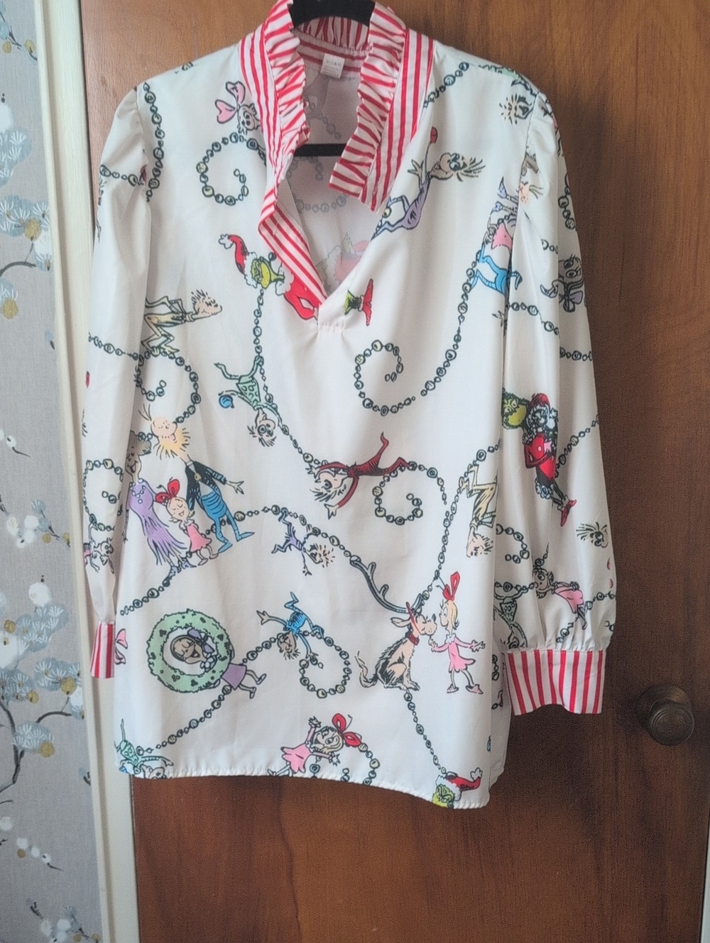 Kids White Character-Print Long Sleeve Top with Pink Accents
